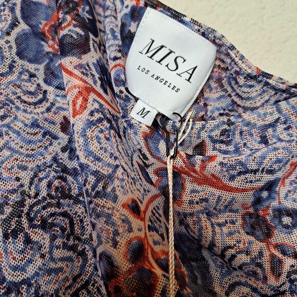 Misa Los Angeles Calypso One-Shoulder Cutout Dress Sz M Made In USA Bell Sleeve - Picture 6 of 11